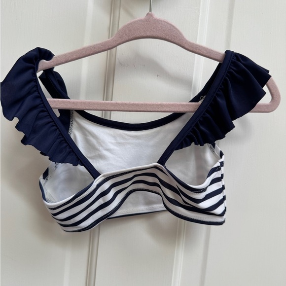 H&M 2-4Y Navy and White Striped Ruffle Sleeve Bikini Top Bathingsuit Swimsuit - Picture 5 of 6